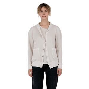 Stateside Luxe Thermal Grandpa Cardigan Waffle Knit Pockets Cotton Cozy Stone XS